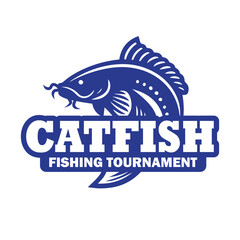 Catfish Fishing Logo Design with Simple Shape and Outline.eps