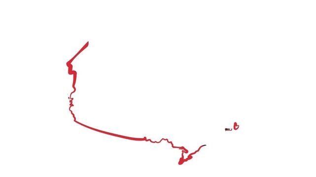 Line map of Canada in stop motion effect and animation
