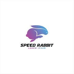 Speed rabbit logo design template