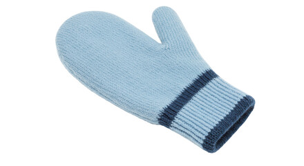 Isolated Blue Knitted Mitten