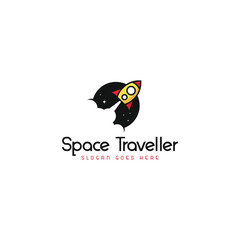 Space traveller logo design template