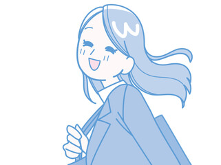 スーツ姿の笑顔の女性