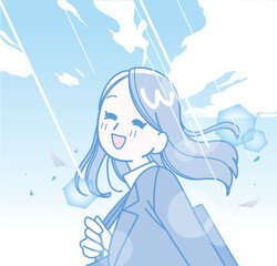 スーツ姿の笑顔の女性