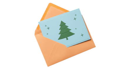 Isolated Christmas Card in Envelope