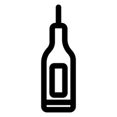 Bottle of olive oil is shown in a black and white drawing. The bottle is tall and slender