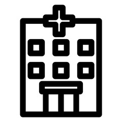 Fototapeta premium Hospital building with a cross on top. The building is black and white