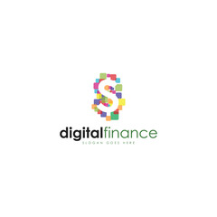 Digital finance logo design template