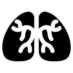 The image is a close-up of two lungs, each with a network of veins and arteries visible