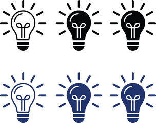 Lamp line icon set. Idea lamp icon collection. Flat style - stock vector.

