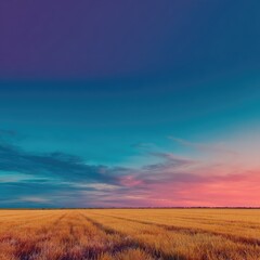 Golden field, vibrant sunset sky (1)