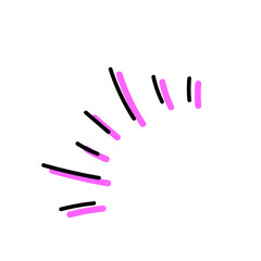 Fototapeta premium SNSやブログに使える、気づき・ひらめきを表す手描き風効果線アイコン（蛍光ピンク×黒）