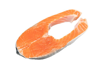 Salmon fillet fresh on isolated white background. PNG File.