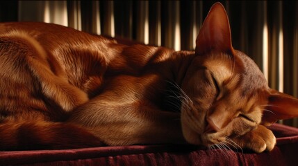 Relaxed Orange Cat Nestled Comfortably on Soft Surface