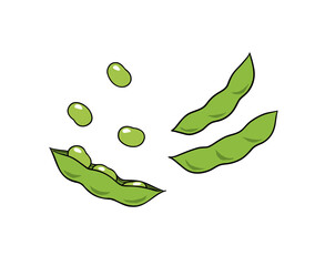 中身が飛び出ていて躍動感のある枝豆