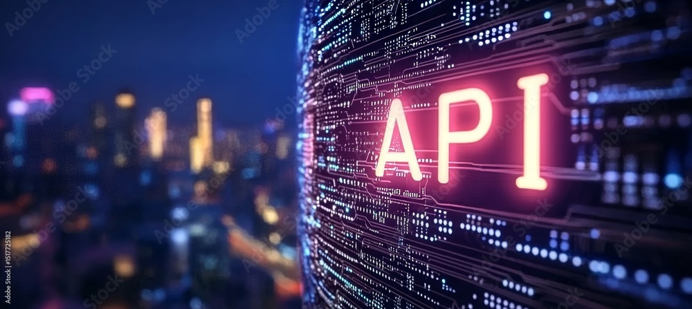 Poster api, application programming interface, digital globe, circuit design, technology concept