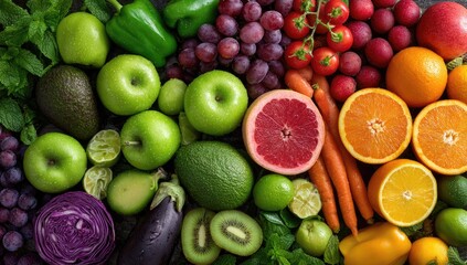 Colorful array of fresh fruits and vegetables (3)