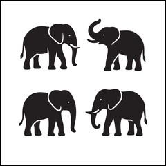 Elephants Silhouettes Icon Set