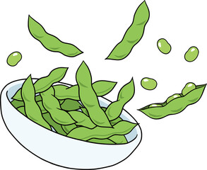 小鉢から飛び出す枝豆