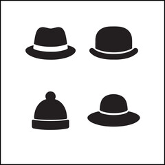 Hats Silhouettes Icon Set