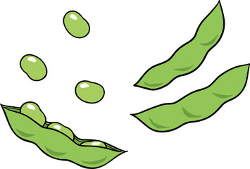 中身が飛び出ていて躍動感のある枝豆