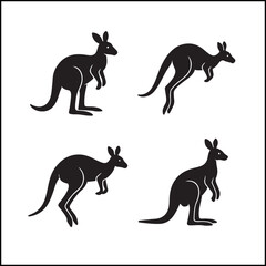 Kangaroos Silhouettes Icon Set