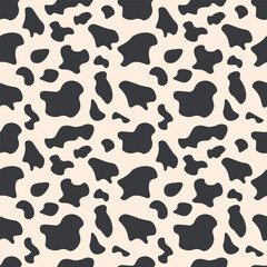 Seamless cow print. Vector brown animal pattern with cow design. Template for postcard, fabric, textile, wallpaper, paper, packaging