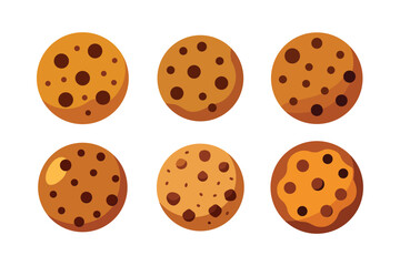 A set of chocolate cookie vector art illustration