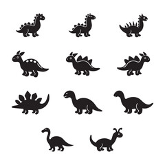 Cartoon Dinosaur Silhouettes Grid – Kids Educational Vector