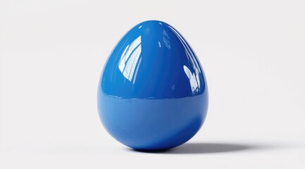 Glossy, vibrant blue egg on white background
