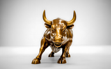 golden stock market Bull symbol on white background