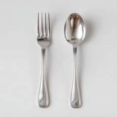 Stainless steel fork and spoon