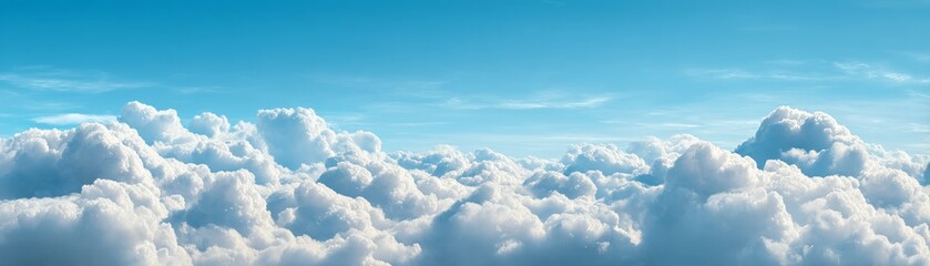 Aerial View of Fluffy White Clouds Against a Vivid Blue Sky