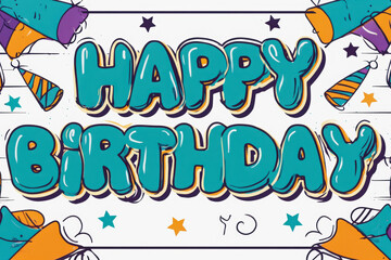Fototapeta premium Color Holiday Card Happy Birthday Greetings celebration party. AI Generative