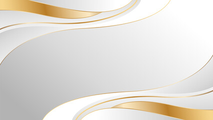 Elegant white-gray luxury wave background with gold lines. Abstract modern wallpaper. Suitable for templates, banners, covers, sales, events, awards, websites, pages and more