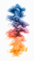 Abstract Colorful Smoke Plume on White Background