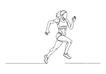 Obraz premium Elegant Single Line Drawing of a Female Athlete in Full Stride B