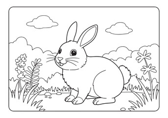 New Zealand Rabbit illustration in a coloring book style 1857 ar