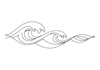 Elegant wave illustration in continuous line art style for creat