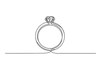 Elegant Engagement Ring Continuous Line Art for Modern Romance D