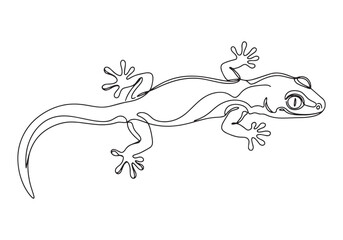 Fototapeta premium Elegant single line drawing of a gecko, vintage style illustrati