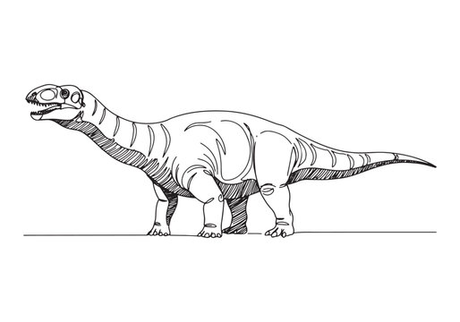 Elegant Tylosaurus Continuous Line Art, A Striking Prehistoric C