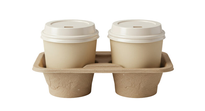 Isolated Two Coffee Cups in Holder