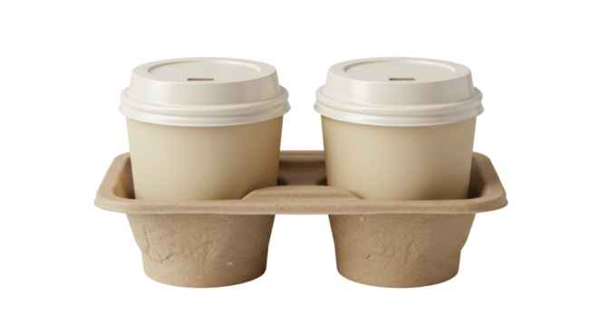 Isolated Two Coffee Cups in Holder