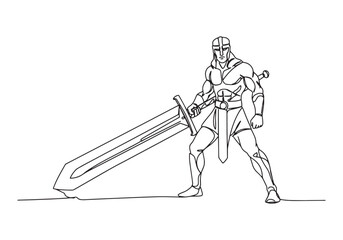 Heroic Beowulf, A Striking Single Line Depiction of a Timeless L