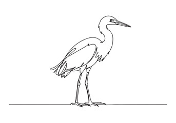 Obraz premium Elegant Egret, A Minimalist Continuous Line Drawing in Black and
