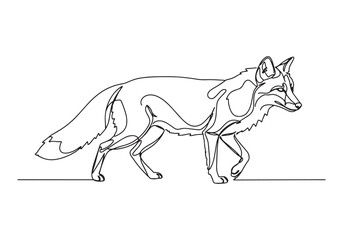 Fototapeta premium Elegant red fox depicted in minimalist continuous line illustrat