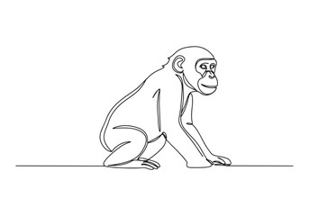 Elegant bonobo illustration created with a continuous black line