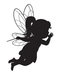 Silhouette of a Fairy with Wings