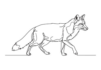 Fototapeta premium Elegant fox illustration rendered in a continuous single line dr