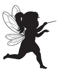 Silhouette of a Fairy with Wings